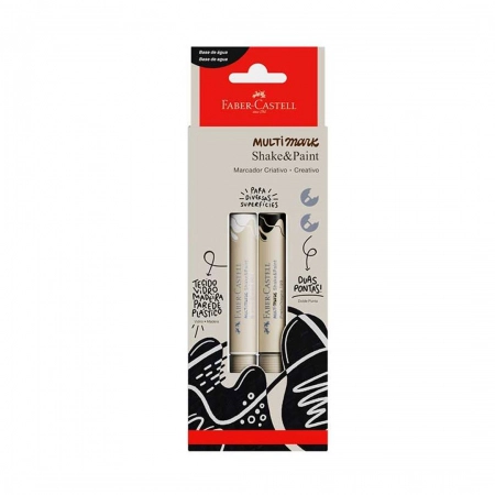 Pincel marcador multisuperfícies Multimark Preto e Branco MM/ES2PBSP - Faber-Castell