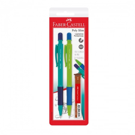 Lapiseira 0.5mm Poly Slim Azul e Verde SM/05SLIMAV com 2 unidades - Faber-Castell