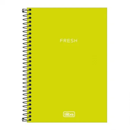 Caderno espiral capa plástica sem pauta 1/4 80 folhas Neon Verde Limão - Tilibra