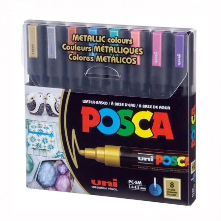 Caneta Posca PC-5M-8C Metallic Colors estojo com 8 cores - Uni-Ball