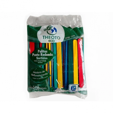 Palito de sorvete Sortidos com 100 unidades - Theoto