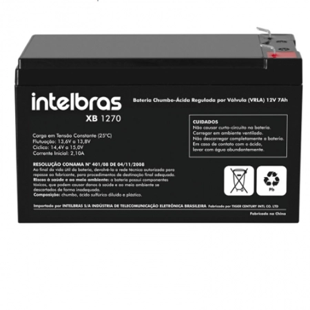 Bateria selada VRLA 12V 7AH XB 1270 - Intelbras