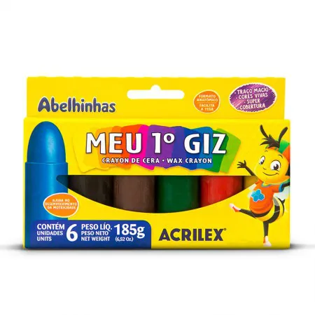 Giz de cera Meu Primeiro Giz 6 cores 09506 - Acrilex