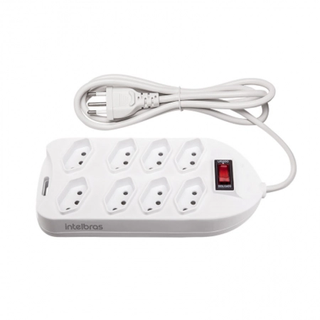 Protetor de linha com 8 tomadas Branco EPE 1008+ - Intelbras