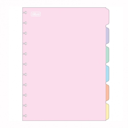 Divisória colorida universitário Tilidisco 6 projeções 342068 - Tilibra