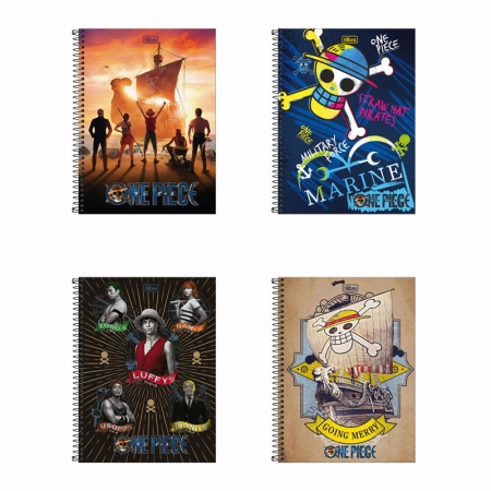 Caderno espiral capa dura universitário 10x1 160 folhas One Piece Netflix - Tilibra