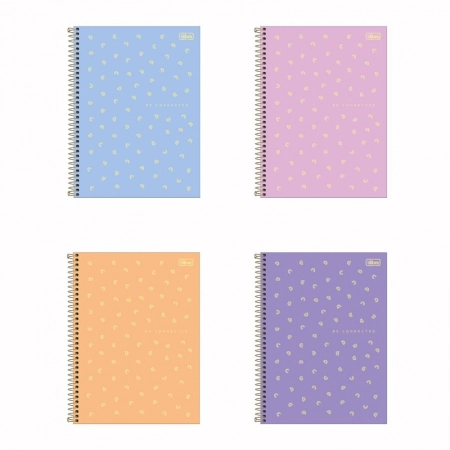 Caderno espiral capa dura universitário 1x1 80 folhas Neon Feminino Connect - Tilibra