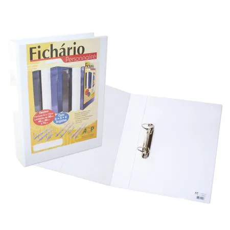 Fichário revestido com cristal A4 branco 60mm - 3264BR - com 2 argolas - ACP