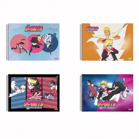 Caderno espiral capa dura cartografia 60 folhas Boruto - São Domingos
