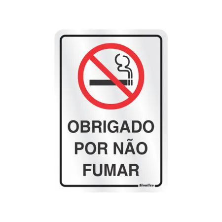 Placa de alumínio obrigado por não fumar 150AL - Sinalize