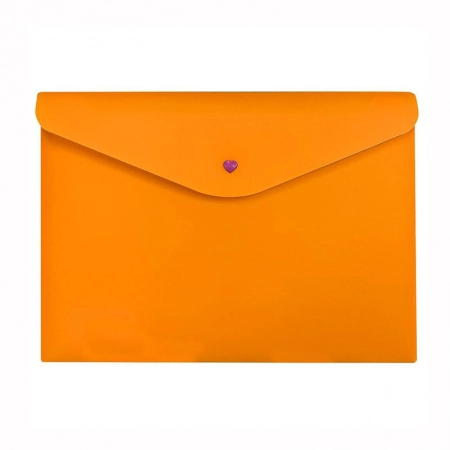 Envelope plástico com botão A4 Full Color Laranja 0014.K - Dello