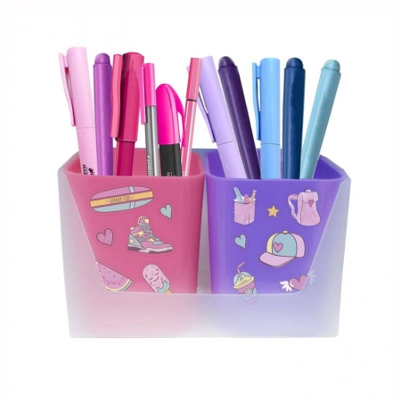 Porta objetos Duo Full Color c/ 2 unidades Rosa e Roxo 2299.02 - Dello