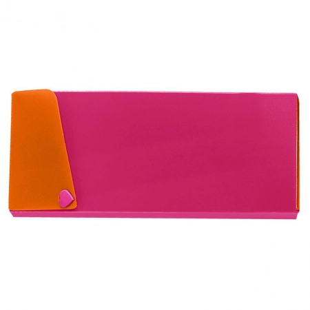 Estojo escolar plástico simples Full Color Pink e Laranja 8804.02 - Dello