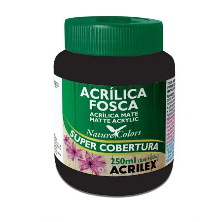 Tinta acrílica fosca Preta 250ml - 520 - Acrilex