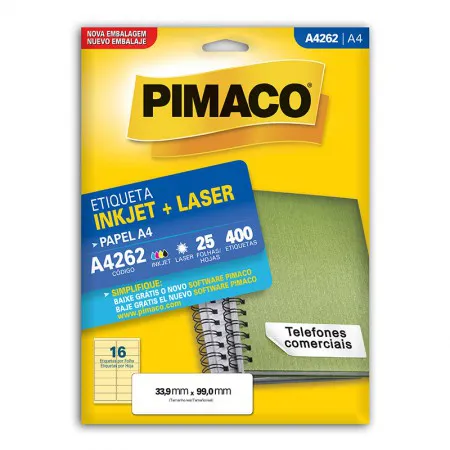 Etiqueta inkjet/laser A4262 com 25 folhas - Pimaco