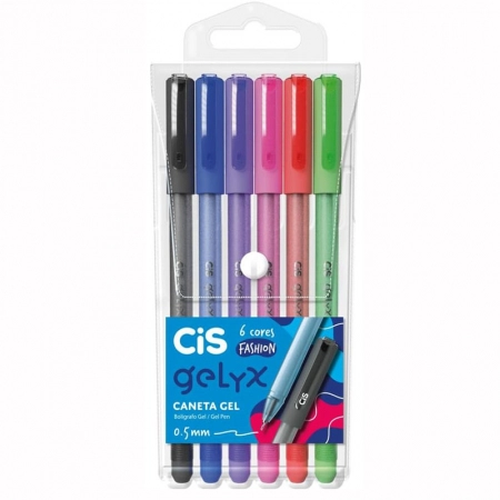 Caneta gel 0.5mm Gelyx com 6 cores - Cis