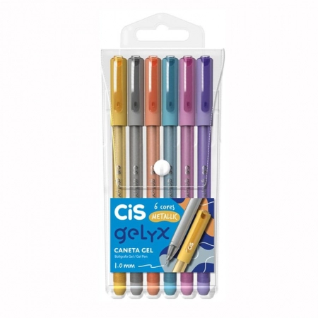 Caneta gel 1.0mm Gelyx com 6 cores metálicas - Cis