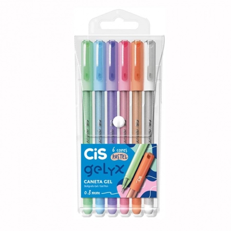 Caneta gel 0.8mm Gelyx com 6 cores pastel - Cis