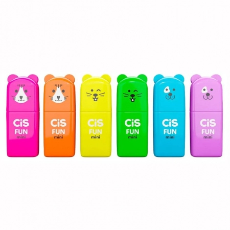 Pincel marca texto Fun Mini Neon com 6 unidades - Cis