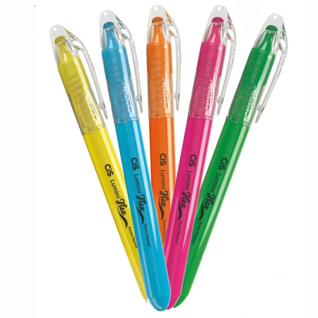 Pincel marca texto Lumini Flex Neon 5 unidades - Cis