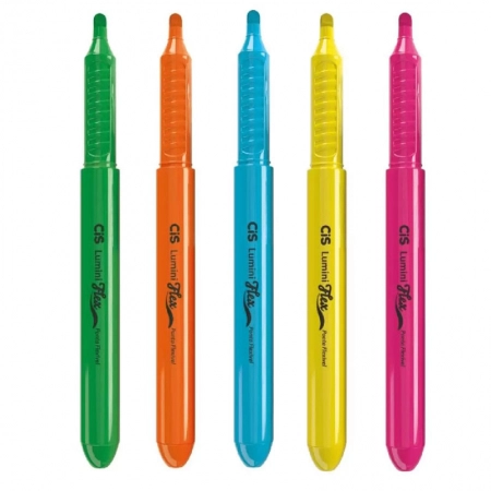 Pincel marca texto Lumini Flex Neon 5 unidades - Cis