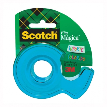 Fita mágica Scotch com suporte Azul 19mmx10m 810 - 3M