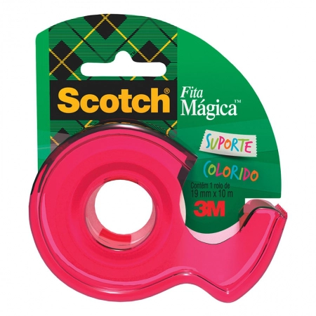 Fita mágica Scotch com suporte Rosa 19mmx10m 810 - 3M