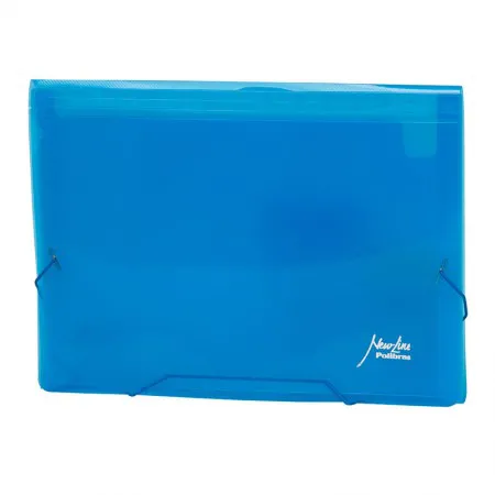 Pasta sanfonada oficio com 12 divisões Azul - Polibras