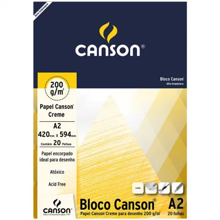 Bloco desenho creme A2 200g - com 20 folhas - Canson