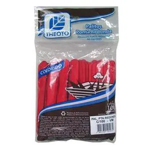 Palito de sorvete Vermelho com 100 unidades - Theoto