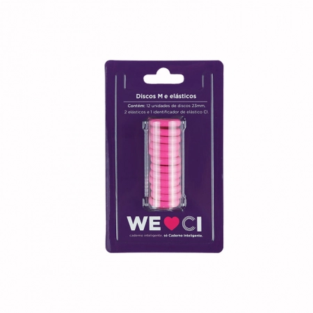 Discos e elástico caderno inteligente Super Pink 23mm CI231051