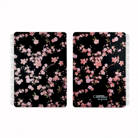 Capa e contra-capa médio Classical Rose Black by Gocase CICM3104 - Caderno Inteligente