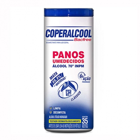 Lenço umedecido antisséptico com 35 unidades - Coperalcool