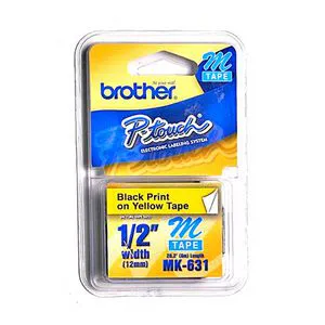 Fita para rotulador MK631 Amarela escrita Preto 12mm - Brother