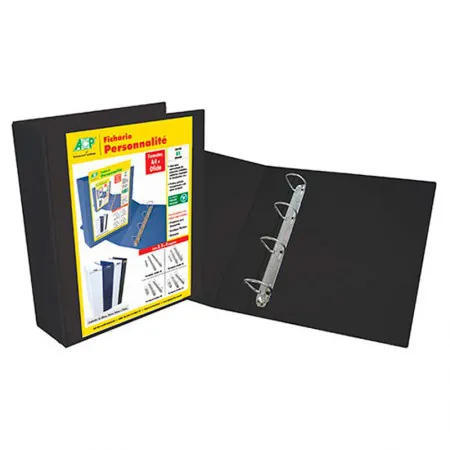 Fichário revestido com cristal oficio preto 75mm - 4750PT - com 4 argolas - ACP