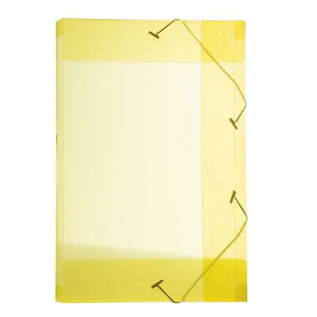 Pasta com aba elástico 1/2 ofício lombo 25mm - Line - transparente amarelo - 0253.A - Dello