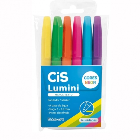 Pincel marca texto Lumini com 6 unidades - Cis