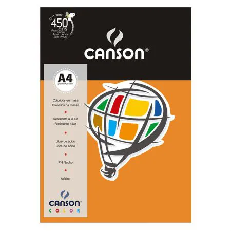 Papel Color Vivaldi A4 120g laranja - com 15 folhas - Canson