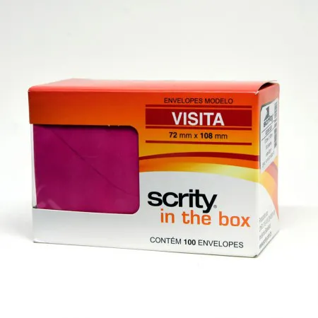 Envelope Color Plus Rosa Choque 72x108mm - caixa com 100 unidades - Scrity