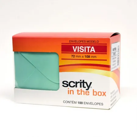 Envelope Color Plus Verde Claro 72x108mm - caixa com 100 unidades - Scrity