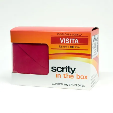 Envelope Color Plus Vermelho 72x108mm - caixa com 100 unidades - Scrity