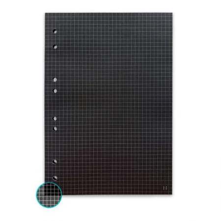 Bloco para fichário colegial quadriculado Preto 8 furos 30 fls - Nali