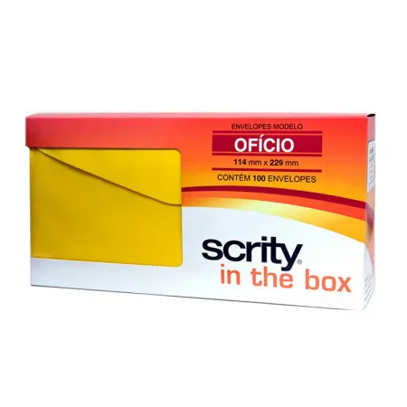 Envelope Color Plus Amarelo 114x229mm - caixa com 100 unidades - Scrity