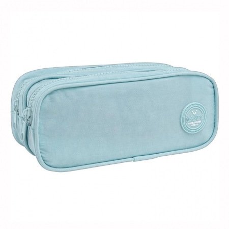 Estojo escolar duplo com zíper - 348228 - Happy Azul - Tilibra