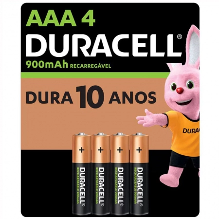 Pilha recarregável AAA 900mah com 4 unidades - Duracell
