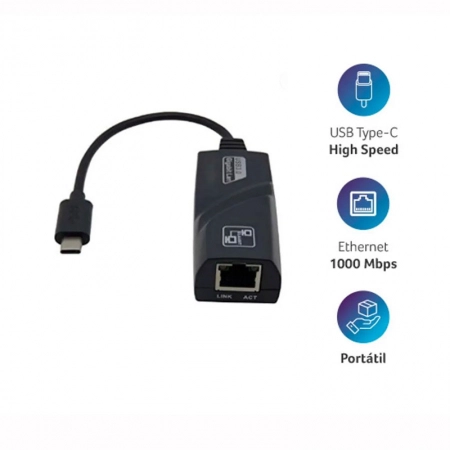 Cabo conversor USB Tipo-C X RJ45 WI423 - Multilaser