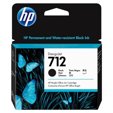 Cartucho HP 712 original 3ED71A preto p/ DesignJet séries T210, T230, T250, T630, T650