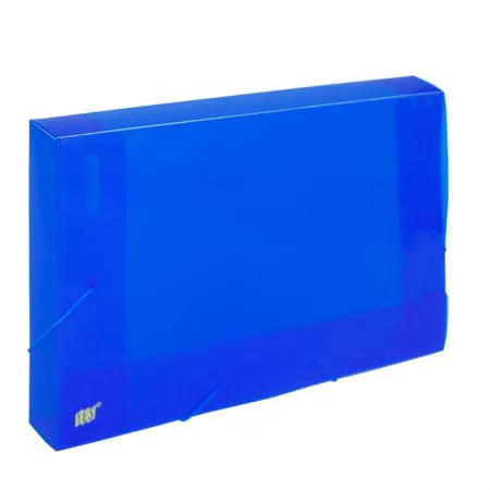 Pasta com aba elástico ofício lombo 40mm - transparente azul - CX040S/AZ - Yes