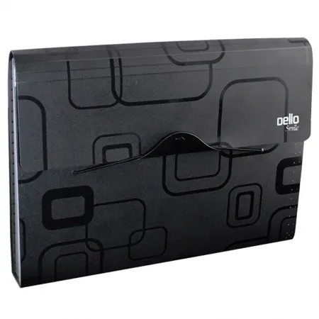 Pasta sanfonada A4 com 12 divisórias - Preta - 6070.P - Dello