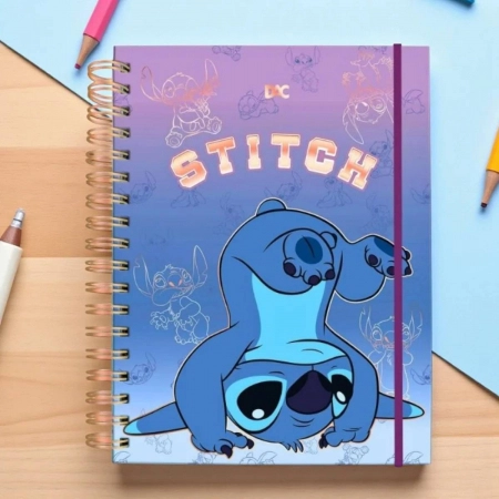 Caderno espiral capa dura universitário Smart 80 folhas 4512 Stitch - Dac